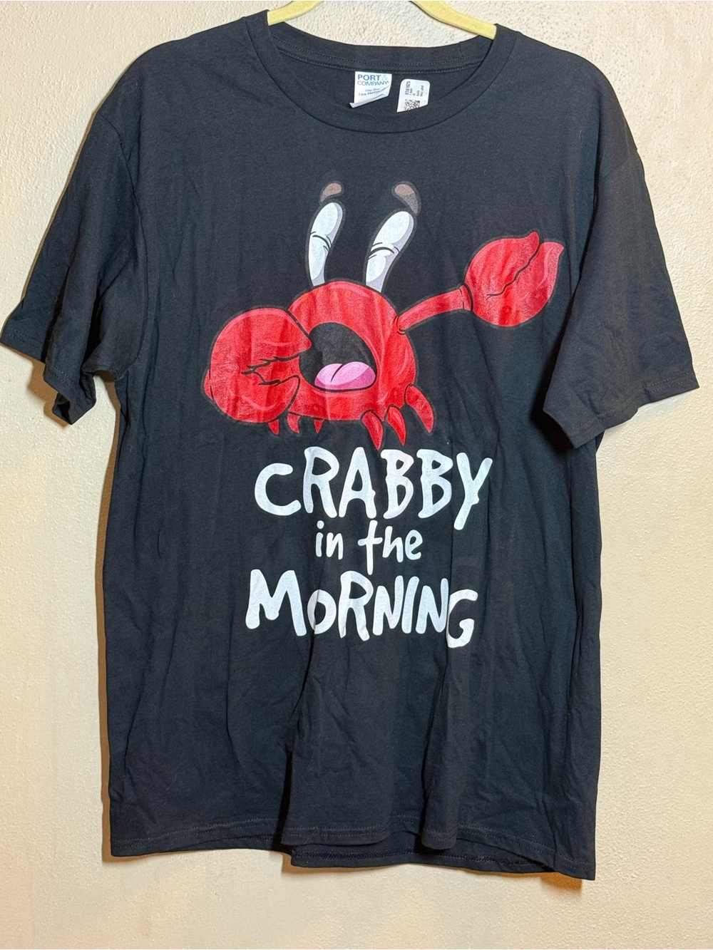 NWT "Crabby in the Morning" Black Tee Sz Large